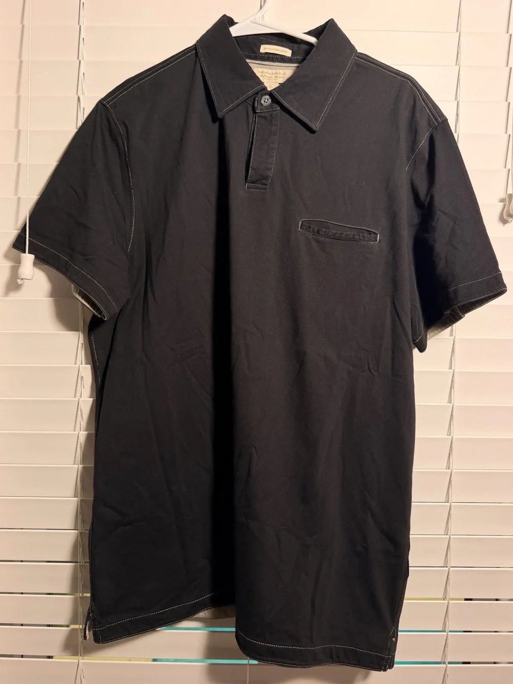 Banana Republic Black Short-Sleeve Polo with Contrast Stitching